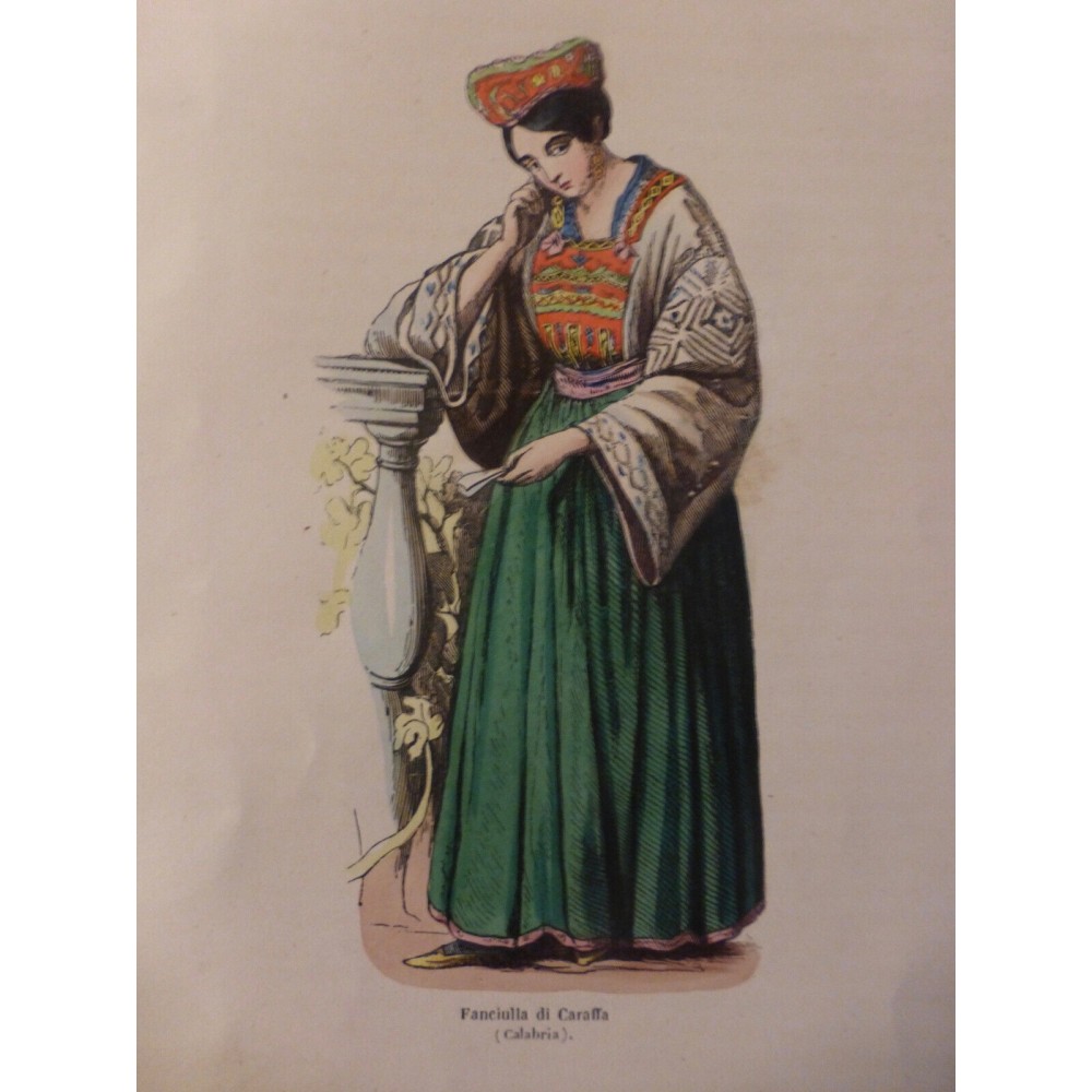 1846 GRAVURE ITALIE FEMME CARAFFA