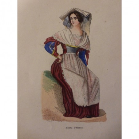 1846 GRAVURE ITALIE FEMME ALBANO