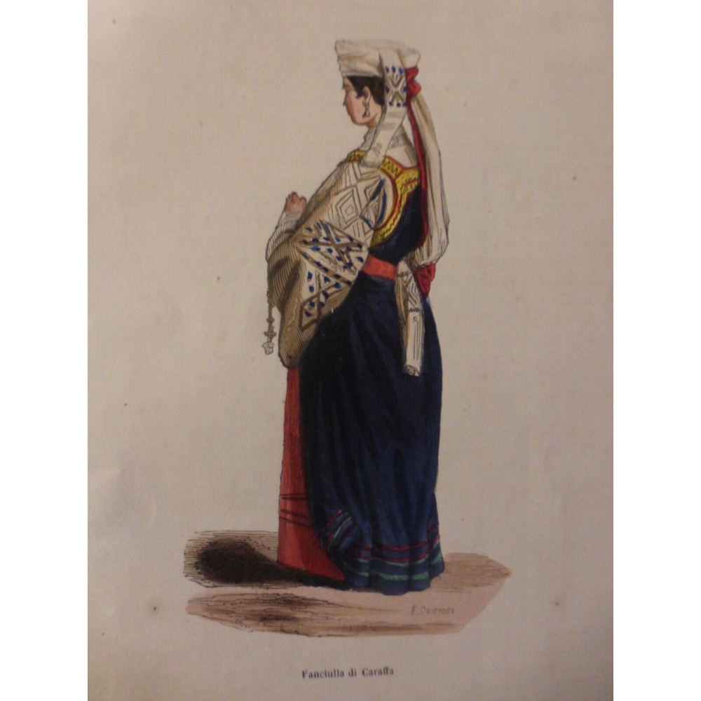 1846 GRAVURE ITALIE FEMME CARAFFA