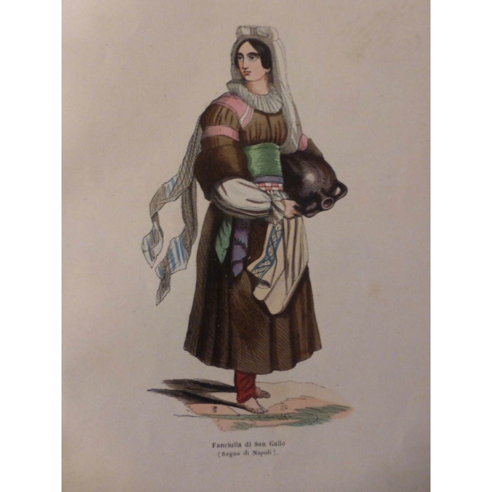 1846 GRAVURE ITALIE FEMME SAN GALLO