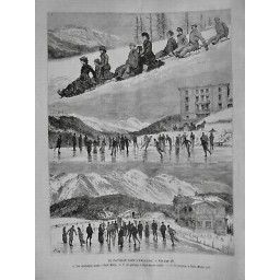 1886 UI SAINT MORITZ PATINAGE HIVER LAC GLACE PATIN PATINEUR MONTAGNE RUSSE