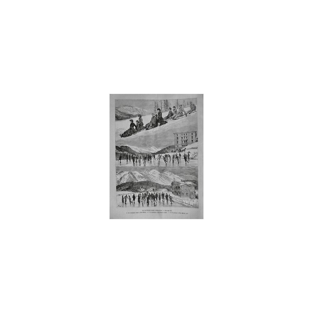 1886 UI SAINT MORITZ PATINAGE HIVER LAC GLACE PATIN PATINEUR MONTAGNE RUSSE