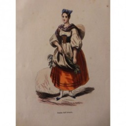 1846 GRAVURE FRANCE FEMME ALSACE