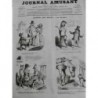 1857 JA CARICATURE ESPRIT BÊTE JOURNAL CANARD DINDON CHIEN MUSELIERE RANDON