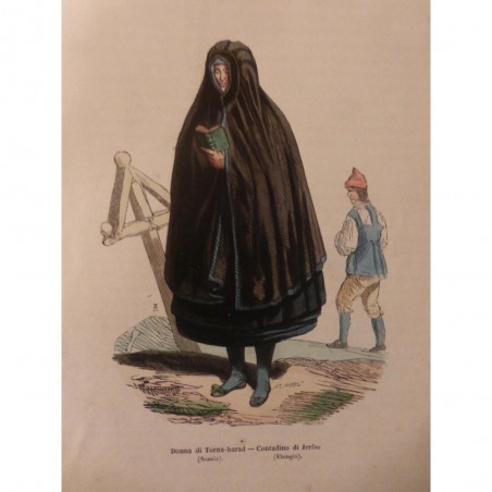 1846 GRAVURE FEMME SCANDINAVIE