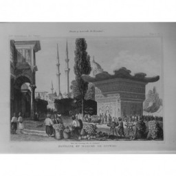 1860 GRAVURE SCUTARI FONTAINE MARCHE