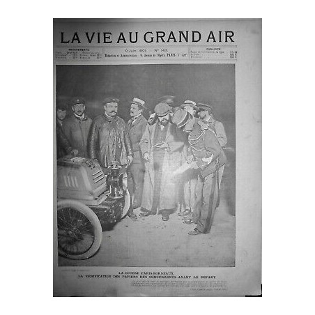 1901 COURSE VOITURE CIRCUIT PARIS BORDEAUX VERIFICATION PAPIER CONCURRENT