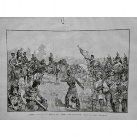 1895 UI BATAILLE REZONVILLE CHARGE BRIGADE BREDOW CUIRASSIER UHLAN CHEVAUCHEE