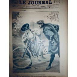 1896 VELOCIPEDE VELO CYCLISTE JEUNE FEMME TRAIN RATÉ JEUNE HOMME SOMMEIL