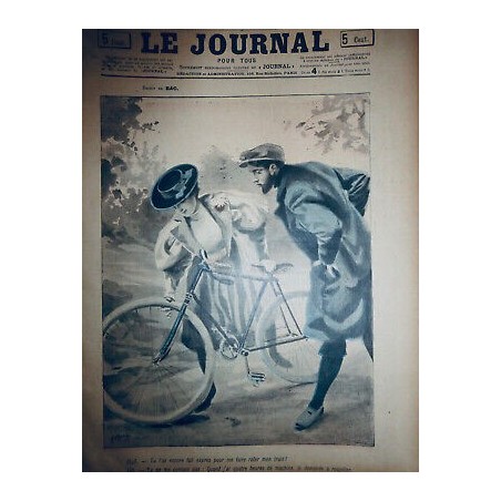 1896 VELOCIPEDE VELO CYCLISTE JEUNE FEMME TRAIN RATÉ JEUNE HOMME SOMMEIL