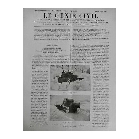 1926 GC DENEIGEMENT ROUTE TRACTEUR CHASSE NEIGE ALPES ROUTES