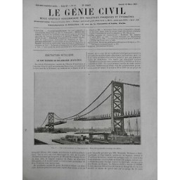 1927 GC CONSTRUCTION METALLIQUE PONT SUSPENDU PHILADELPHIE MONTAGE TABLIER