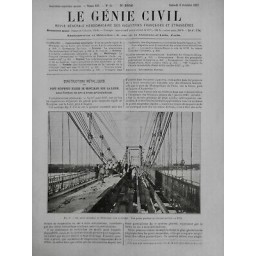 1927 GC CONSTRUCTION METALLIQUE PONT SUSPENDU RIGIDE MONTJEAN ARCS LOIRE