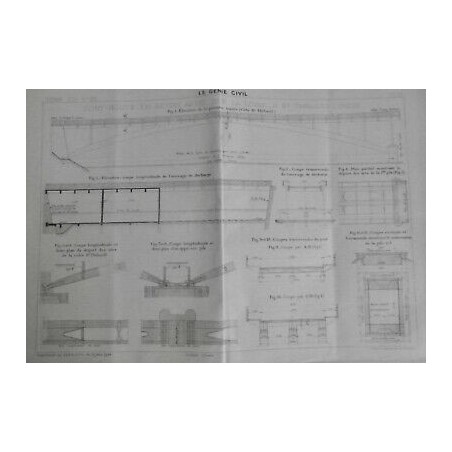 1934 GC PONT ROUTE BETON ARMÉ LOIRE ST THIBAULT SCHEMA COUPE ARCS PILIERS