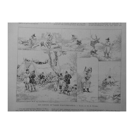 1889 JARDIN ACLIMATATION PRESENTATION ETRES HUMAINS LOPONS RENES DESSIN E BOUARD