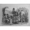 1878 JARDIN ACLIMATATION PRESENTATION ETRES HUMAINS GAUCHOS DESSIN GUSTAVE JANET