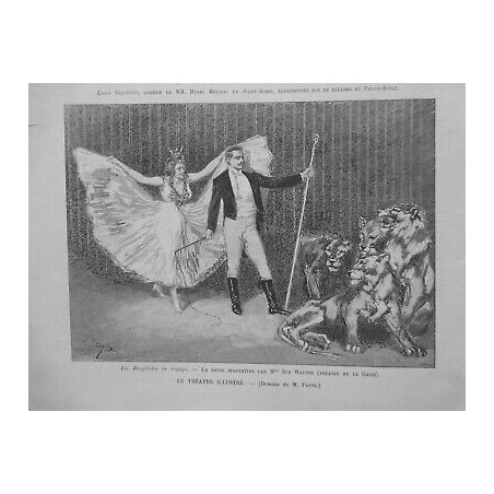 1893 DANSE SERPENTINE DANSEUSE MME BOB WALTER THEATRE GAITE DESSIN P.PARYS