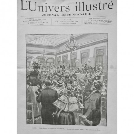 1896 UI PARIS CONGRES FEMINISTE DISCOURS ELECTORAT ELIGIBILITE FEMME PRUDHOMME