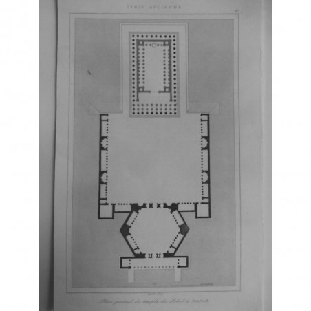 1835 GRAVURE SYRIE ANCIENNE LIBAN PLAN TEMPLE SOLEIL BAALBECK BALBEK HELIOPOLIS