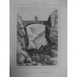 1835 GRAVURE SYRIE ANCIENNE PONT COUVENT SAINT ANTOINE CROIX RELIGION