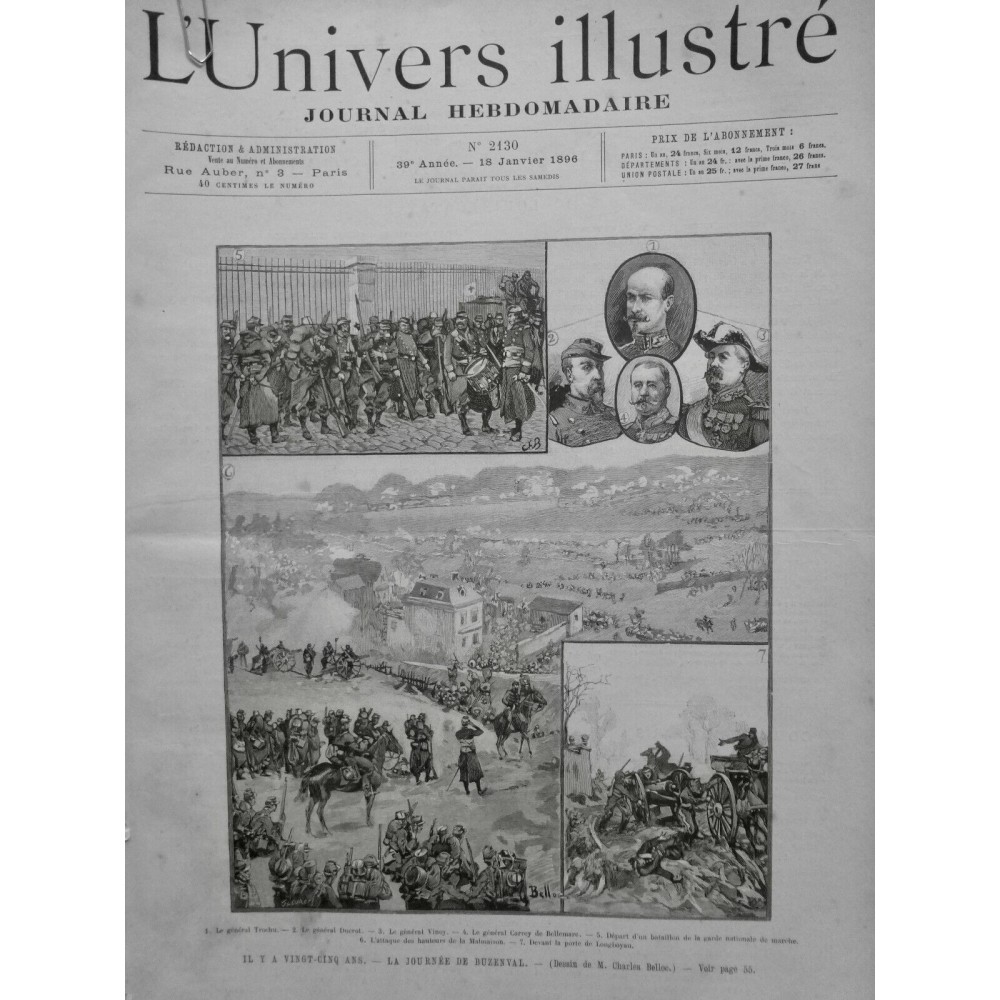 1896 UI BUZENVAL TROCHU DUCROT CARREY DEPART BATAILLON ATTAQUE MALMAISON BELLOC