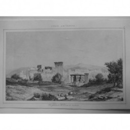 1835 GRAVURE SYRIE ANCIENNE LIBAN RUINES BAALBECK BALBEK