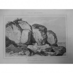 1835 GRAVURE SYRIE ANCIENNE LIBAN ROCHES SCULPTEES BAIROUT BEYROUTH