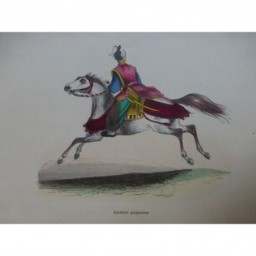 1846 GRAVURE JAPON CAVALIER JAPONAIS CHEVAL