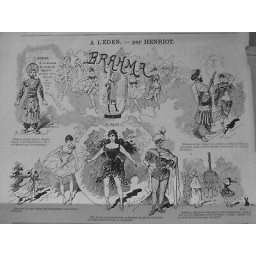 1886 DANSEURS DANSEUSES EDEN BRAHMA PADMANA A.ROSSI DESSIN HENRIOT