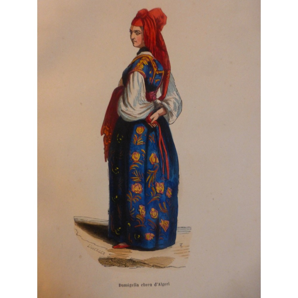 1846 GRAVURE ALGERIE DEMOISELLE HONNEUR JUIVE