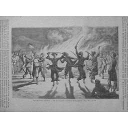 1879 JV DANSE ETHNOGRAPHIE DANSEURS KHATAKS SIMULACRE GUERRE