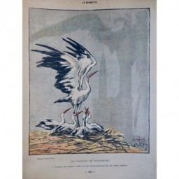 1918 DESSIN JACQUES NAM STRASBOURG CIGOGNE NID CIGOGNEAU