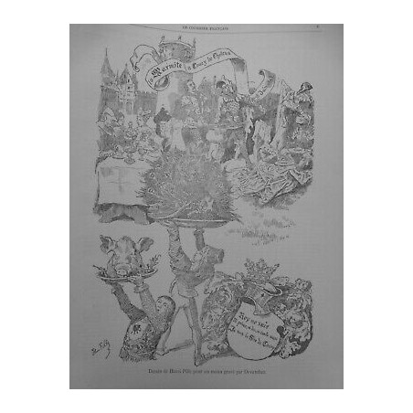 1897 MENU REPAS CONFISERIE MENU GRAVE DEVAMBEZ DESSIN HENRI PILLE