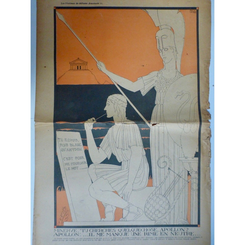 1918 DESSIN PAUL IRIBE APOLLON MINERVE LHYRE BLANC AMIDON ANASTASIE