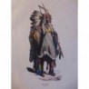 1846 GRAVURE AMERIQUE CHEF MANDANS SIOUX COIFFE PLUMES NATIF AMERINDIEN INDIEN