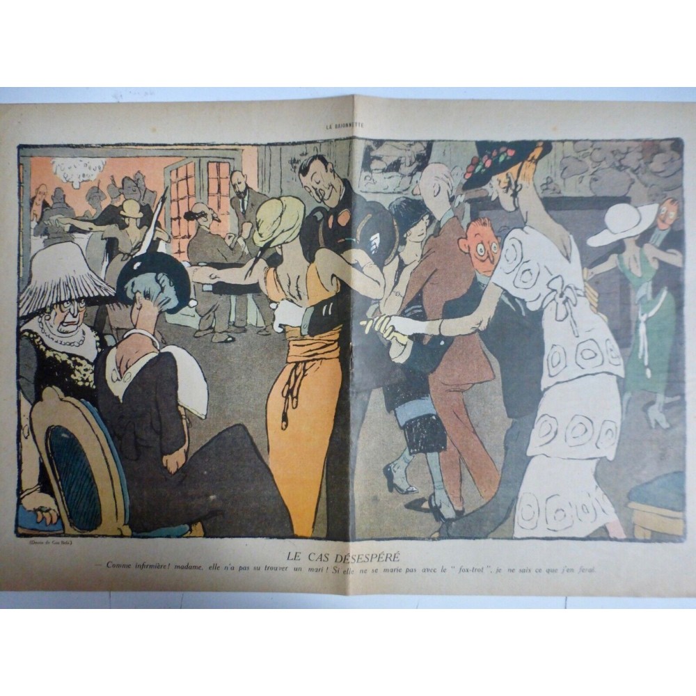 1919 DESSIN GUS BOFA CAS DESESPÉRÉ BAL DANSE DANSEUR FOX TROT