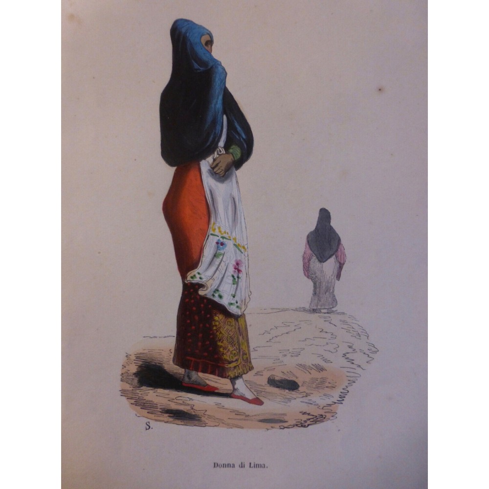 1846 GRAVURE AMERIQUE FEMME LIMA PEROU