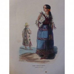 1846 GRAVURE AMERIQUE HOMME FEMME BOLIVIE