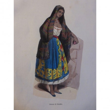 1846 GRAVURE AMERIQUE FEMME PUEBLA MEXIQUE