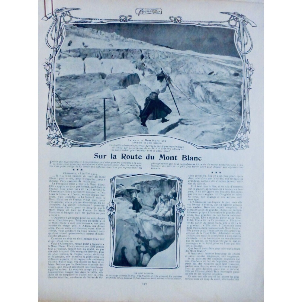 1904 F MONTAGNE ALPINISME ROUTE MONT BLANC PONT NEIGE