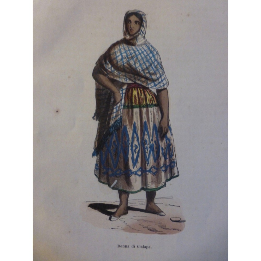 1846 GRAVURE AMERIQUE FEMME GIALAPA XALAPA MEXIQUE