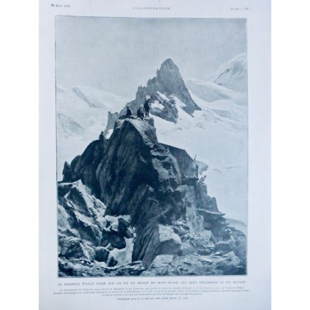 1918 I MONTAGNE ALPINISME DRAPEAU ETOILE PIC MONT BLANC WILSON