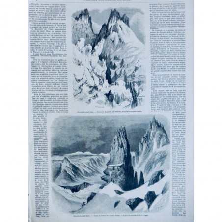 1854 I MONTAGNE ALPINISME TRAVERSEE GLACIER BOSSONS CABANE ROCHERS GRANDS MULETS