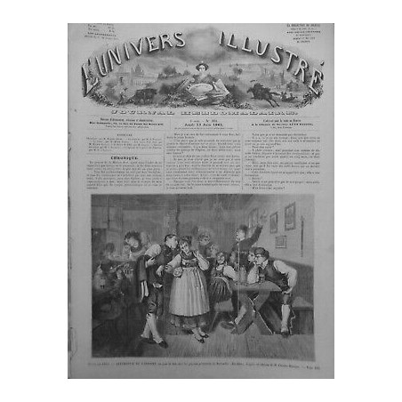 1861 BAR CAFE INTERIEUR CABARET FETE PAYSANS PROTESTANTS TABLEAU CHARLES MARCHAL