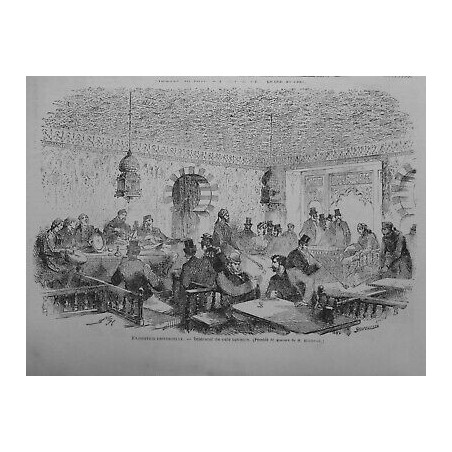 1867 BAR INTERIEUR CAFE TUNISIEN GRAVURE M HITCHCOCK