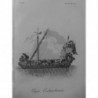 1835 GRAVURE VIETNAM CANOT COCHINCHINE BATEAU RAMES