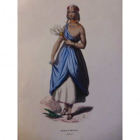 1846 GRAVURE AFRIQUE FEMME BOURNOU