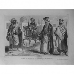 1835 GRAVURE AFRIQUE EGYPTE COSTUMES BEY SCHEICK CHEIK MAMELUCK MAMELOUK BEDOUIN