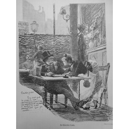 1887 BAR CAFE QUARTIER LATIN DESSIN A CALBERT