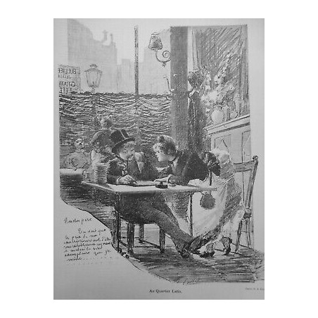 1887 BAR CAFE QUARTIER LATIN DESSIN A CALBERT